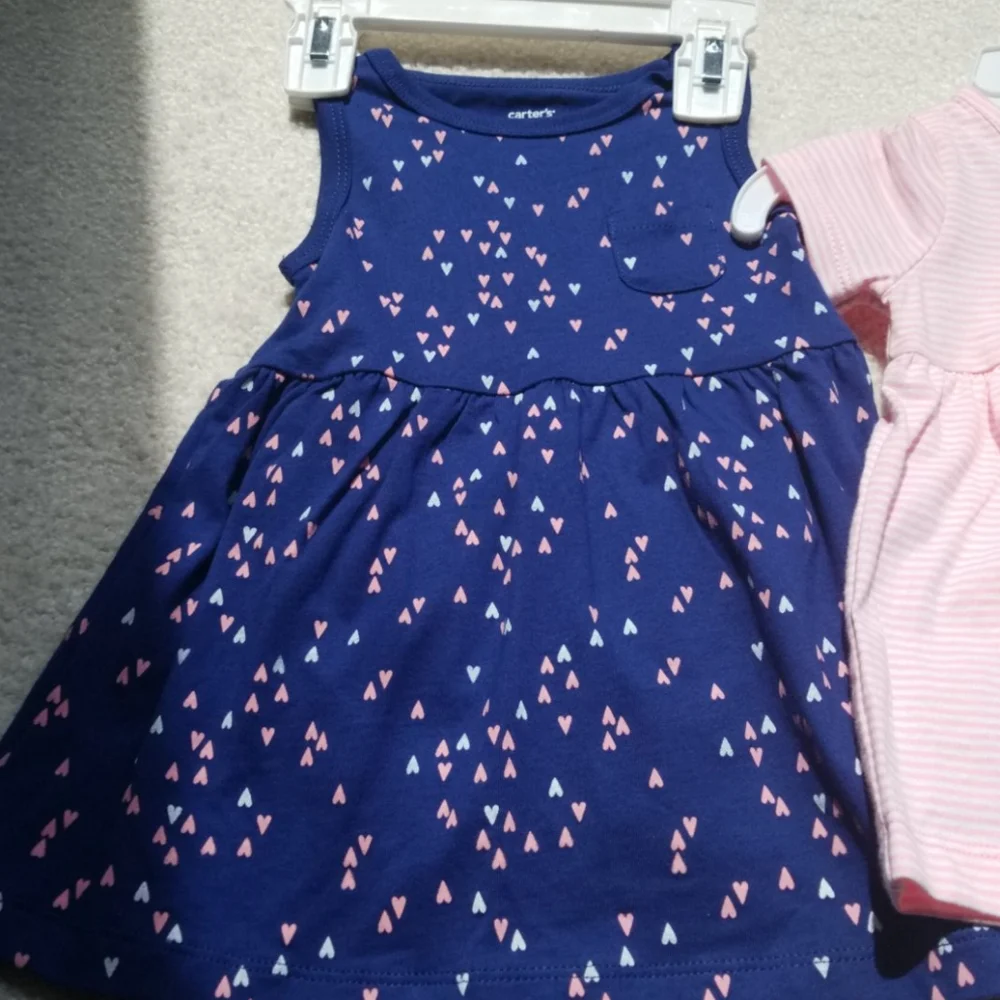 2 Carter's summer dresses pink and blue
